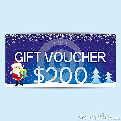 Blue gift voucher. Vector Illustration