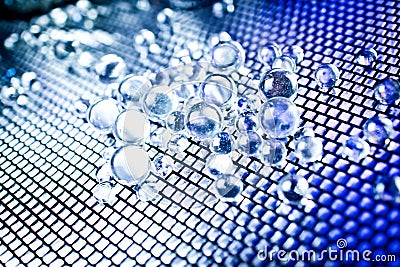 Blue glass abstract balls with reflections Stock Photo