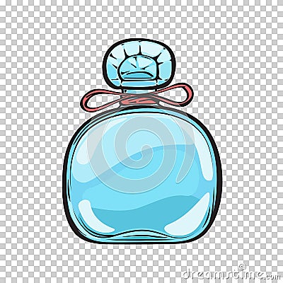 Blue Glass Bottle of Perfume Isolated Illustration Vector Illustration