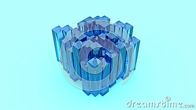 Blue glass boxes intro 3d Stock Photo