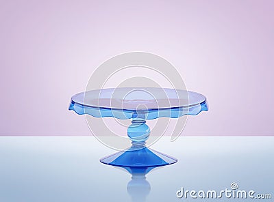 Blue glass cake stand Stock Photo