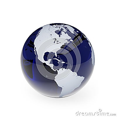 Blue Glass Earth Globe with North and South America in the Center. Elements of this Image Courtesy of NASA. Stock Photo