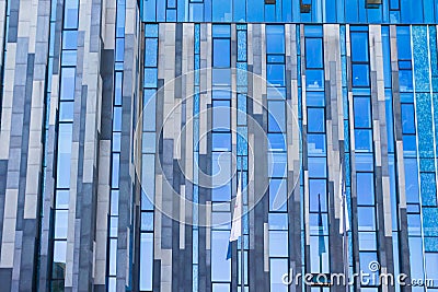 Blue glass facade of the modern university in Leipzig Editorial Stock Photo