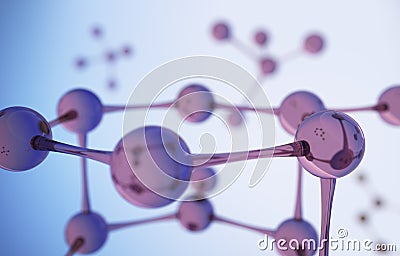 Blue glass molecule structure. 3D rendering. Stock Photo