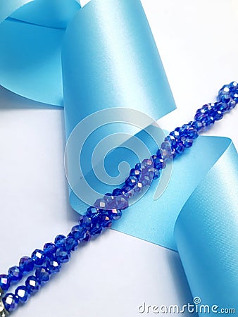 Blue glass necklace Stock Photo