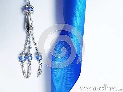 Blue glass necklace Stock Photo