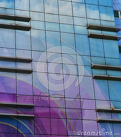 Blue glass office building Vietnam Stock Photo