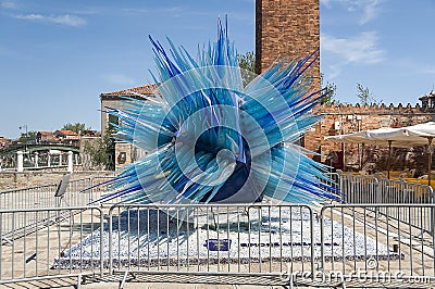 Blue glass sculpture in Murano, Venice, Italy Editorial Stock Photo