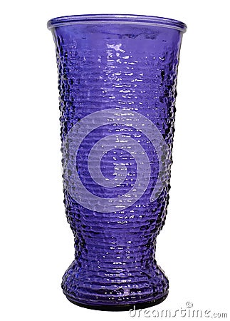 Blue glass vase isolated on white Stock Photo