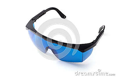 Blue glasses protection from laser radiation Stock Photo