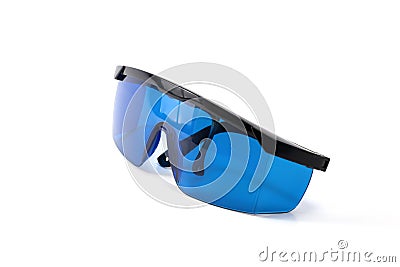 Blue glasses protection from laser radiation Stock Photo