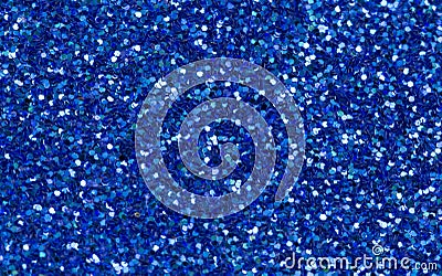 Blue glitter closeup photo. Sparkling glimmer festive backgrop. Stock Photo