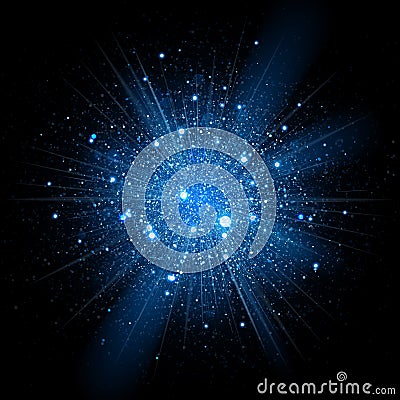 Blue glitter particles background effect. Sparkling Stock Photo