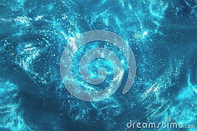 blue glitter shimmering magic bokeh background Stock Photo