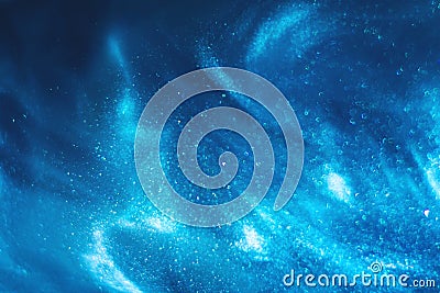 blue glitter shimmering magic bokeh background Stock Photo