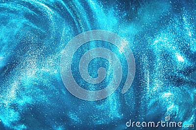 blue glitter shimmering magic bokeh background Stock Photo