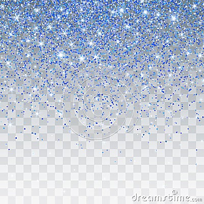 Blue glitter sparkle on a transparent background. Vibrant background with twinkle lights. Vector illustration Vector Illustration