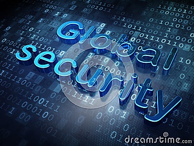 Blue Global Security on digital background Stock Photo