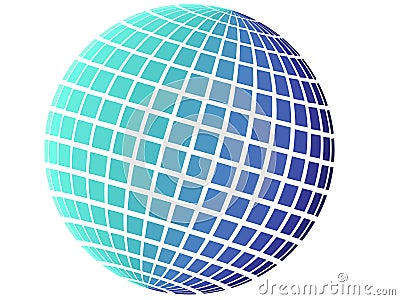 Blue globe with square pattern Cartoon Illustration