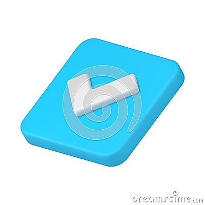 Blue glossy done check mark square isometric shape realistic 3d icon vector illustration Vector Illustration