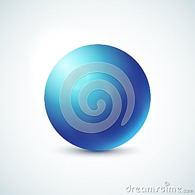 Blue glossy sphere isolated on white Vector Illustration
