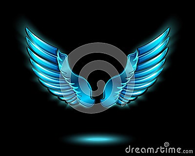 Blue glowing angel wings vector illustration Vector Illustration