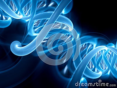 Blue glowing DNA spiral part Stock Photo