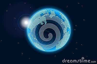 Blue glowing Earth Vector Illustration