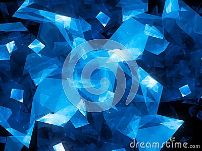 Blue glowing geometric shapes abstract background Stock Photo