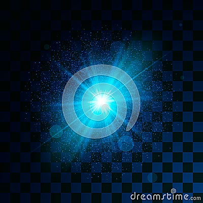 Blue glowing light glitter effect on transparent background. Magical star dust sparks light effect in explosion. Vector Illustrati Vector Illustration