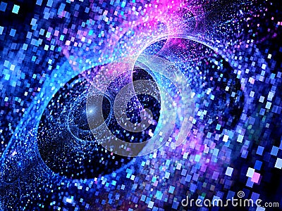 Blue glowing multiverses in space Stock Photo