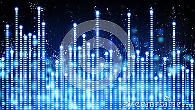 Blue glowing musical equalizer Stock Photo
