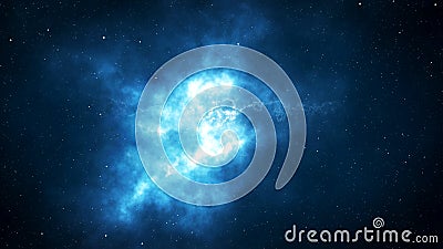 Blue glowing plasma lightning deep space galaxy universe concept with particles flare star dust abstract background. Stock Photo