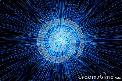 Blue glowing radial lines, magical lines, 3d rendering Cartoon Illustration