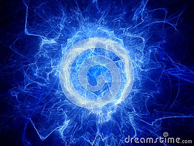 Blue glowing round shape energy field Stock Photo