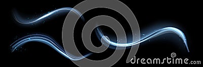 Blue glowing shiny lines effect vector background. Luminous white lines of speed. Light glowing effect. Light trail wave Vector Illustration