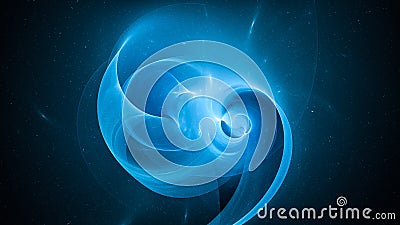 Blue glowing time and space distortion abstract background Stock Photo