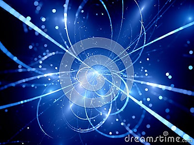 Blue glowing trajectories in space Stock Photo