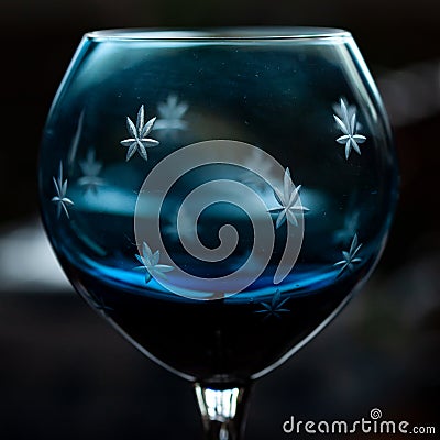 Blue goblet close-up. bohemian glass close-up Stock Photo