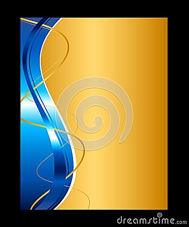 Blue and gold abstract background Vector Illustration