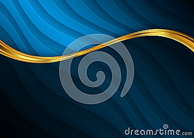 Blue and gold abstract background template for website, banner, business card, invitation Vector Illustration