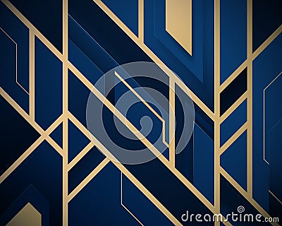 Blue and gold abstract geometric design patterns. Luxury lines background. Vector illustration Vector Illustration