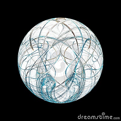 Blue and Gold Fractal sphere Stock Photo