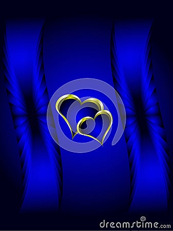 Blue And Gold Hearts Valentines Background Stock Photos - Image: 11437153