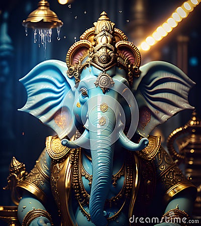 Blue Lord Ganesh statue Stock Photo