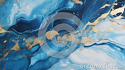 Blue gold marble background abstract. Natural Luxury abstract ocean. Stock Photo