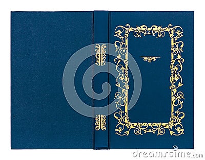 Blue with gold pattern vintage book cover Stock Photo