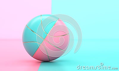 Blue and gold pink flat lay basketball Stock Photo