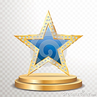 Blue golden star gem Vector Illustration