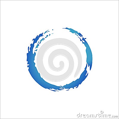 Blue gradient brush stroke, as torn open ring Vector Illustration